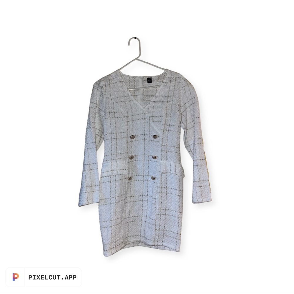White Plaid blazer dress?